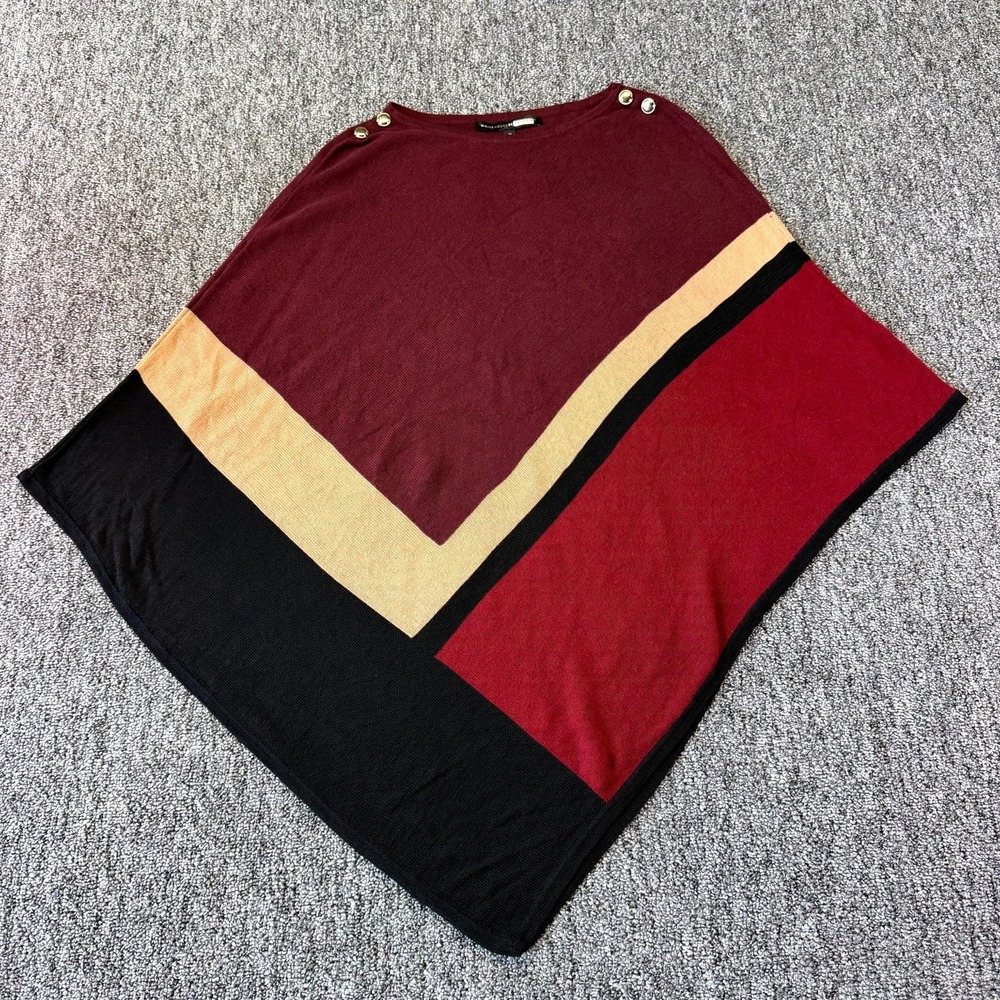 White House Black Market Poncho Sweater Womens Medium Multi Colorblock Pullover